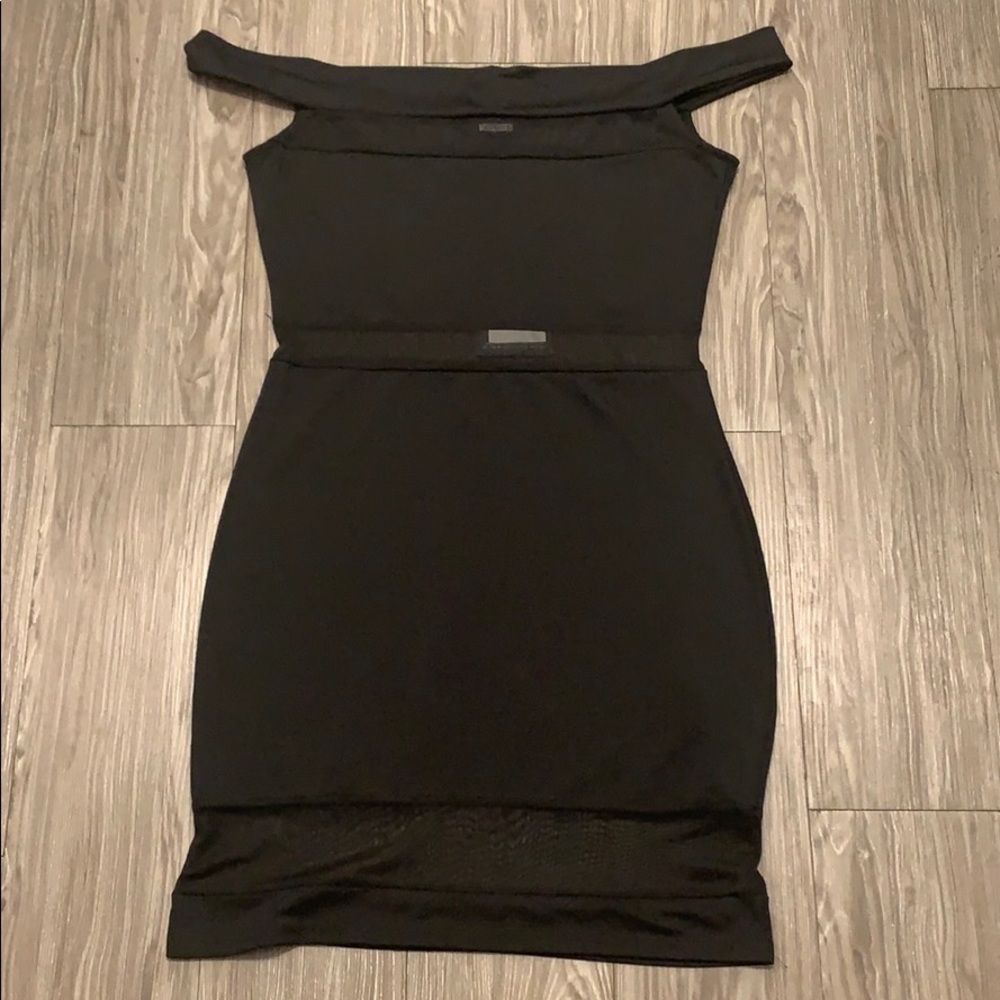 Off The Should Sheer Panel Dress